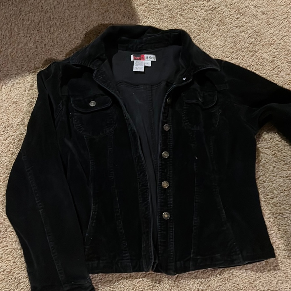 Black corduroy button up jacket women’s size medium